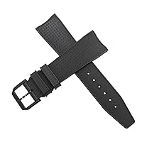 22mm Black Rubber Carbon Fiber Pattern Watch Strap Gold Buckle Band Fits for IWC Vintage Aquatimer Family