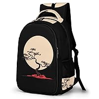 Bonsai Tree Japanese Rising Sun Travel Backpack Double Layers Laptop Backpack Durable Daypack for Men Women