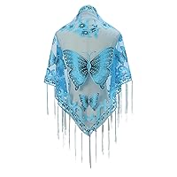 Butterfly Embroidered Shawl Lace Scarf Formal Shawls And Wrap For Evening Dresses Sheer Shawl With Fringe Butterfly