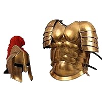 NauticalMart Medieval Muscle Armor with Shoulder Guard 300 Spartan Helmet Halloween Costume