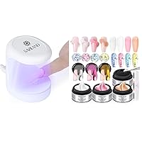 Saviland Mini Nail Lamp, Quick-Dry Gel Nail Lamp 16W, Portable U V Light with 4 Basic Colors Solid Builder Nail Gel Kit for Easy and Fast Nail Extension, U V LED Curing Lamp for Manicure Starters DIY