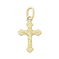 Charm America - Gold Children’s Mini Crucifix Charm - 10 Karat Solid Gold - Small Cross Charm - Religious Cross Jewelry