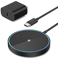 Magnetic Wireless Charger Fast Mag Safe Charger Compatible with iPhone 15 Pro Max/15 Pro/15/15 Plus/14/13/12 Series, 2024 Upgraded Nano Mag-Safe LED Charging Pad with 20W Type-C Adapter (Black)