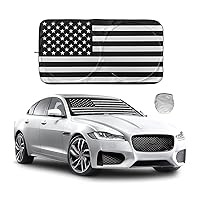 8sanlione American Flag Windshield Sun Shade, Foldable Front Car Window Visor Cover for Automotive Interior Heat UV Rays Protector Universal for Cars SUV Truck Keep Your Vehicle Cool (61''×32'')