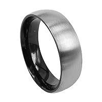 Men Wedding Band Titanium Ring Dome Matte Anniversary Engagement Ring Unisex Ring Silver 7mm Size 3.5-16.5
