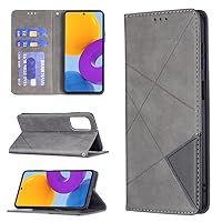 Retro Case for Samsung Galaxy M52 5G 6.7 inch Smartphone Protective Cover PU Leather Wallet Case Stand Invisible Magnetism Compatible with Galaxy M52 5G (Released 2021) Cellphone - Gray