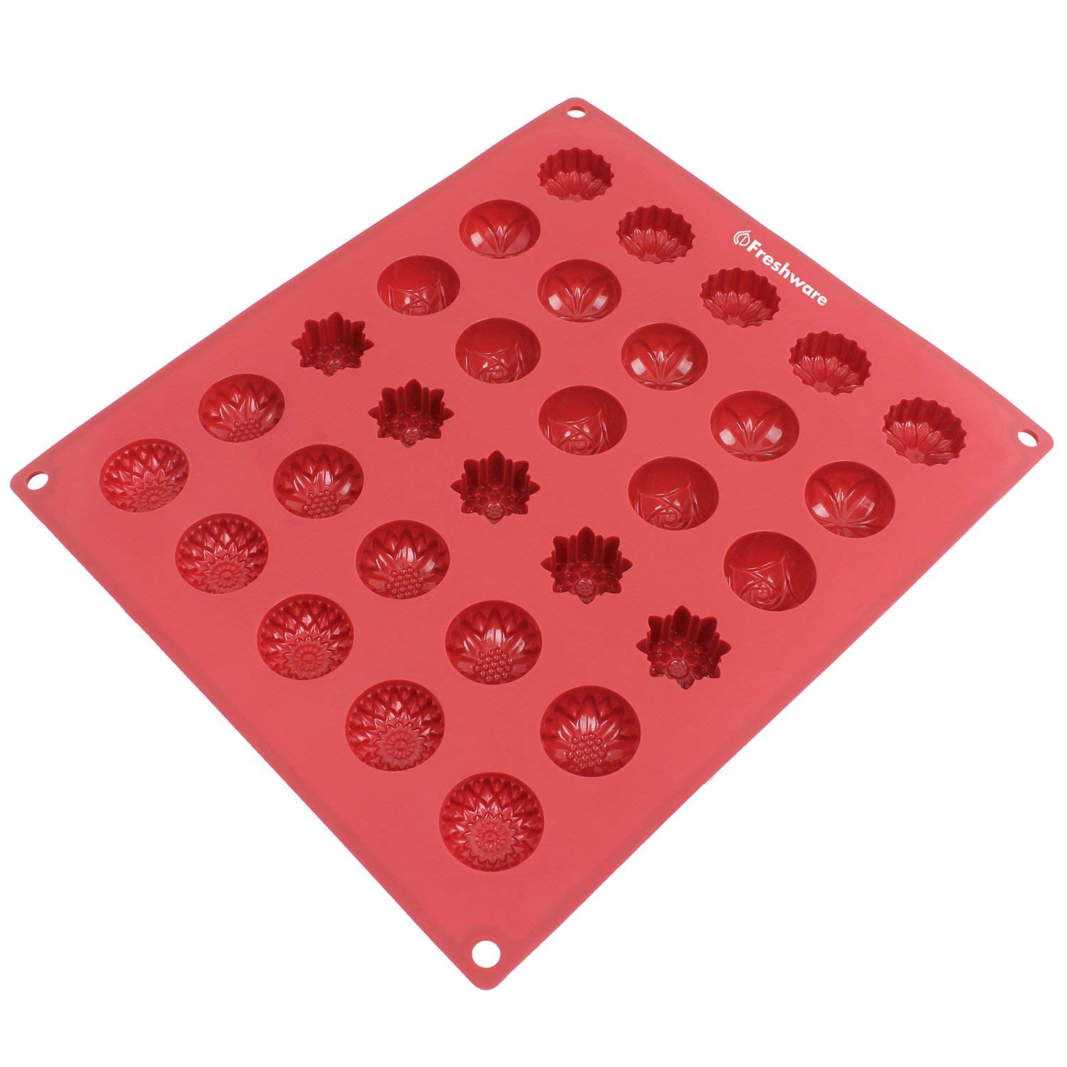 Silicone Chocolate Candy Molds [Flower, 30 Cup] - Non Stick, BPA Free, Reusable 100% Silicon & Dishwasher Safe Silicon - Kitchen Rubber Tray For Ice, Crayons, Fat Bombs and Soap Molds