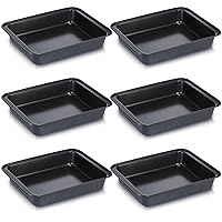 6 Pcs Baking Pans Set 9 x 12.5 Inch Brownie Pan Non Stick Rectangle Cake Pan Large Deep Cookie Sheet Tray with Wide Grips for Oven Oblong Cake Pans Brownie Lasagna Casserole Bread, Dark Gray