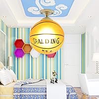 Semi Flush Mount Ceiling Light Modern Basketball Sport Glass Shade Close to Ceiling Lighting Fixture Lamp for Boys Bedroom Children Room Kindergarten