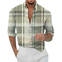 Men's Casual Button Down Oversized Shirts Loose Lapel Floral Print Long Sleeve Cuffs Port Stylish Beach Hawaii Shirt Top