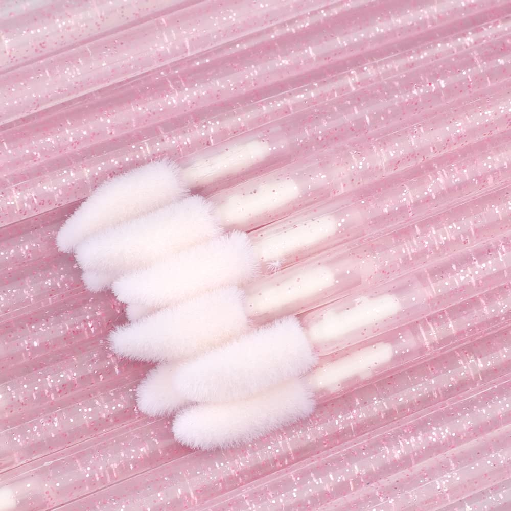 G2Plus 100PCS Glitter Crystal Lip Brush, Disposable Lip Brushes Lip Gloss Applicators Lipstick Gloss Wands Applicator Perfect Makeup Tool Kits (Pink)