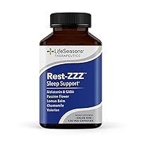 Rest-ZZZ - Powerful Sleep Support Supplement - Fall Asleep & Stay Asleep - Calms Nervous System - Naturally Ease Muscle Tension & Restlessness - Low Dose Melatonin GABA & Chamomile - 120 Capsules