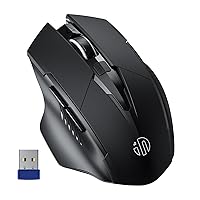 Wireless Mouse 700mAh Large Ergonomic Rechargeable 2.4G Optical PC Laptop Cordless Mice with USB Nano Receiver, for Windows Computer Office, Black