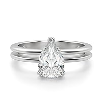 Riya Gems 2.10 CT Pear Moissanite Engagement Ring Colorless Wedding Bridal Solitaire Halo Bazel Style Solid Sterling Silver 10K 14K 18K Solid Gold Promise Ring Gift for Her