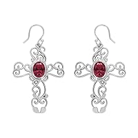 0.50 CT Celtic Design Cross Hook Dangle Earrings 925 Sterling Silver Rhodium Plated Handmade Jewelry Gift for Women