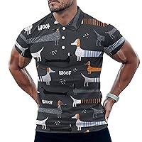 Colorful Dachshunds Men's Polo-Shirts Short Sleeve Golf Tees Outdoor Sport Tennis Tops