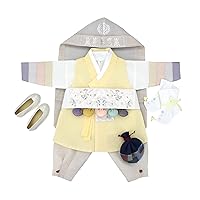 Yellow Saekdong Boy Baby Hanbok Korea Traditional Costume 100th Days to 10 Ages Dol Party Celebration DDB02