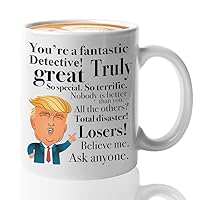 Trump Detective Coffee Mug 11oz White - Truly Great Detective - Cops Police Officer Assassin Agent Private Investigator President Conservative Republicans