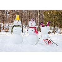 YongFoto 9x6ft Winter Snowman Backdrop Snowfield Forest Branch Nature Landscape Photography Background Winter Holiday Festival for Kids Snowball Fights Christmas New Year Eve Photo Shooting Prop