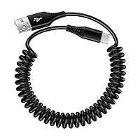 USB to USB C Cable Coiled 3FT Car Charger Cord for iPhone 15/15 Pro/15 Pro Max/15 Plus, Retractable Auto Type C Fast Charging for Samsung Galaxy A14 5G A54 S23 FE Ultra S22,Google Pixel 8 Pro 8 7a 7