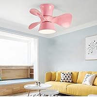 Reversible Fan with Ceiling Light Silent 6 Speeds Kids Bedroom Led Dimmable Ceiling Fan Light with Remote Control Modern Living Roomt Fan Ceiling Light with Timer/Pink