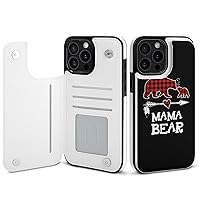 Red Plaid Buffalo Mama Bear Wallet Case Cute Phone Card Holder Flip Phone Wallet Compatible with