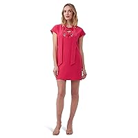 Trina Turk Women's Short Sleeve Sheath Dress with Criss Cross Ties