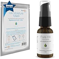 Pure HA Face Serum 1 oz And 1 Hyaluronic Acid Facial Mask - Bundle - Sensitive Skin - Deep Hydrating, Moisturizing Topical, 1oz Pump - For Women & Men - Rejuvenate & Moisturize