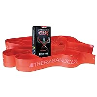 THERABAND CLX Resistance Band with Loops, Fitness Band for Home Exercise and Full Body Workouts, Portable Gym Equipment, Best Gift for Athletes, 25 Yard Dispenser Box, Red, Medium, Beginner Level 3