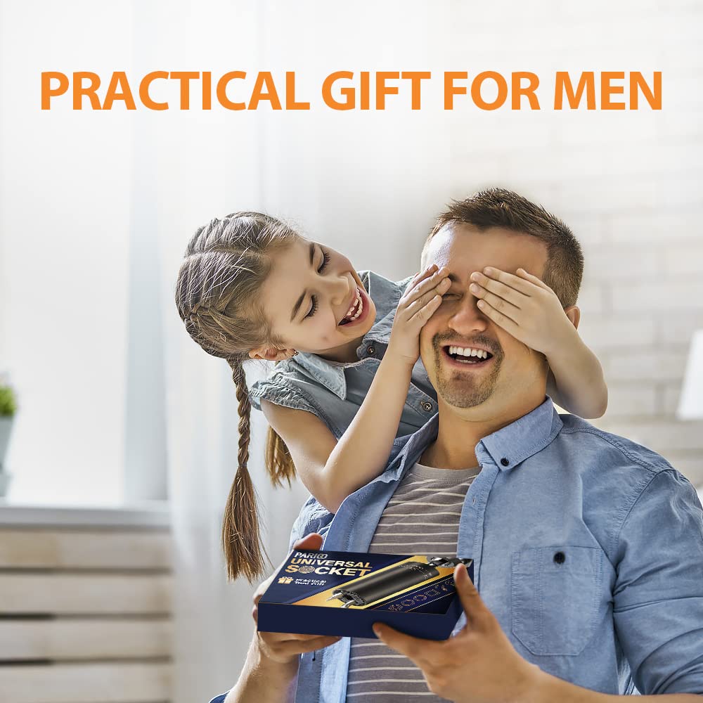 Father's Day Gifts for Dad from Daughter Son - Super Universal Socket Tools Gifts for Men, Socket Set with Power Drill Adapter Super Grip Socket (7-19mm) Cool Gadgets for Men Women Husband Handy DIY
