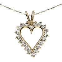 14K Yellow Gold Diamond Heart Pendant (Chain NOT Included)