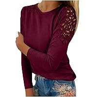 Ceboyel Women Long Sleeve Lace Tops 2023 Dressy Casual Fall Blouse Shirts Trendy Tunic Tshirts Ladies Fashion Outfits Clothes