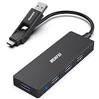 BENFEI USB Hub with 4 USB Ports and USB Type-C/Type-A 2in1 Cord Design Compatible with MacBook, Mac Pro/Mini, iMac, Ps4, PS5, Surface Pro,Flash Drive, Samsung