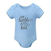 Newborn Outfit Be Humble and Kind Baby Romper Motivational Quotes Neutral Baby Baby Top Clothing Blue, 9months