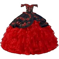 Embroidery Floral Off Shoulder Quinceanera Ball Gown Lace Appliques Sweet 15 16 Princess Dresses Spain Tiered Puffy Vestidos