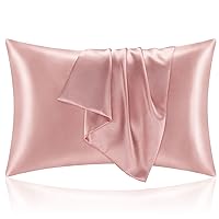 BEDELITE Satin Pillowcase with Zipper for Hair and Skin, Super Soft and Cooling Similar to Silk Pillow Cases 2 Pack with Envelope Closure, Gift for Women Men(Queen 20x30 Inch, Rose Pink)