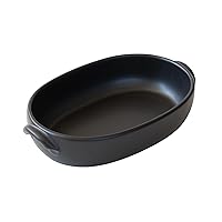 Banko Ware Au Gratin Dish for One Person Diameter 9.4 inches (24 cm), Heat Resistant, Pottery, Oven Safe, Direct Fire, Microwave and Dishwasher Safe, Black, Made in Japan