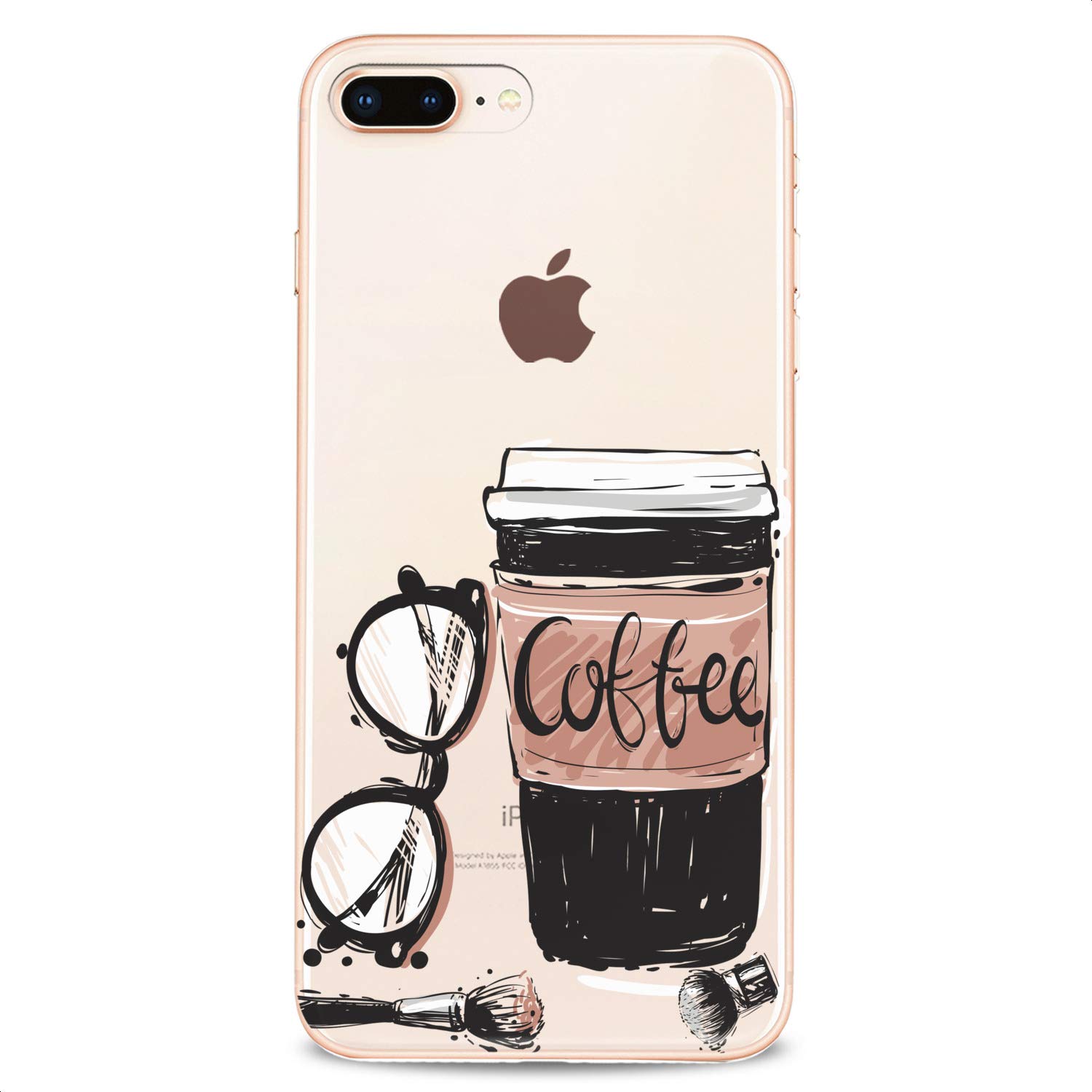 Cavka TPU Case Compatible with iPhone 14 Pro Max 13 12 Mini 11 Xs X 8 Plus Xr 7 SE Clear Beauty Coffee Pink Cute Phone Girls Slim fit Soft Lady Gentle Cute Print Design Flexible Silicone Glamours