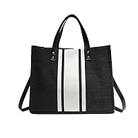 Girl Canvas Handbag Retro Shoulder Bag Shopper Handbag For Women (Color : Black White, Size : 33x15x27cm)