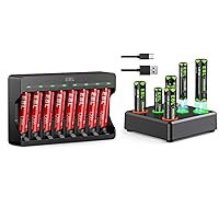 EBL 8 Pack of Rechargeable Lithium AAA Batteries 1200mAh & .5V Lithium AA 3500mWh 4 Pack and AAA 1300mWh 4 Pack with Battery Charger