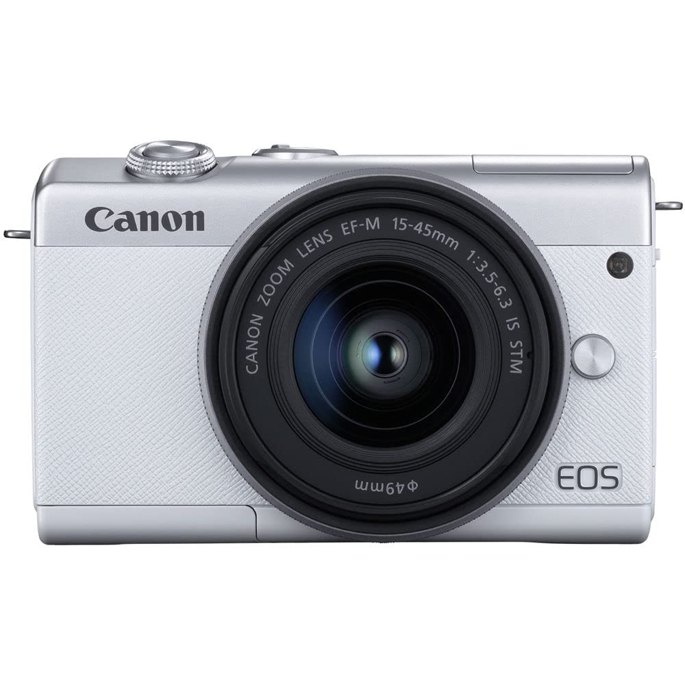 Canon EOS M200 Mirrorless Digital Camera with 15-45mm Lens (White) (3700C009) + Canon EF-M Lens Adapter + Canon EF 24-70mm Lens + 64GB Card + Case + Corel Photo Software + More (Renewed)