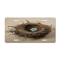Birds Nest License Plate Cover Car Front License Plate Rust-Proof Aluminum Metal Car Plates Personalized Funny License Plates Novelty Vanity Tag for Women Men 6 X 12 Inch