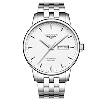 Men Analog Fashion Automatic Self-Winding Mechanical Stainless Steel Leather Wrist Watch Date Luminous