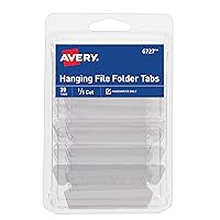 Avery Hanging File Folder Tabs and Inserts, 1/5 Cut, Clear, 20 File Folder Tabs and Inserts Total (06727)