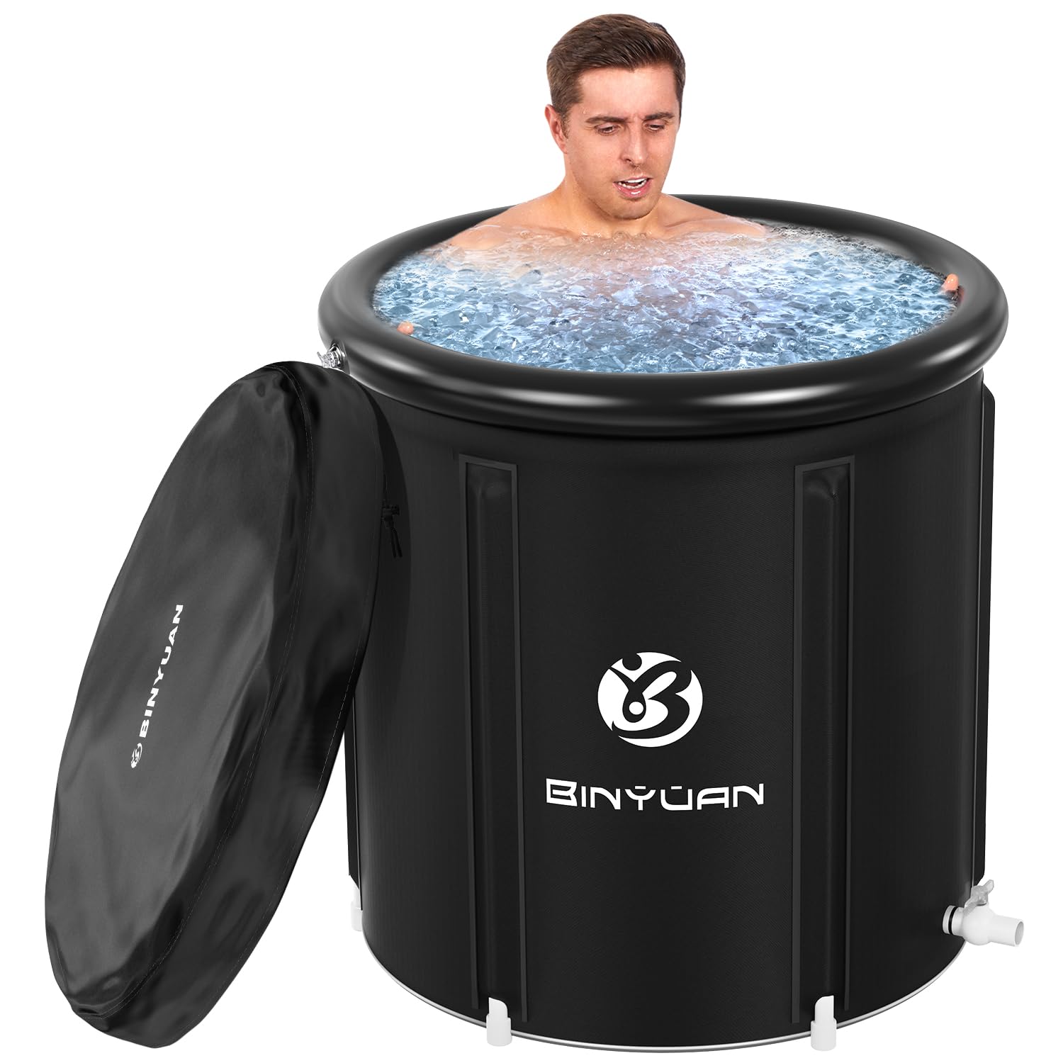 XL Ice Bath Tub for Athletes With Cover 106 Gallons Cold Plunge Tub for Recovery, BINYUAN Portable Ice Bath Plunge Pool Suitable for Family Gardens, Gyms, Arena and Other Cold Water Therapy Training