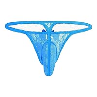 niceone Men Sexy Lace G-String Thongs See Through Briefs V-String Hollow Sheer Panties Naughty For Cheeky Underwear T-Back