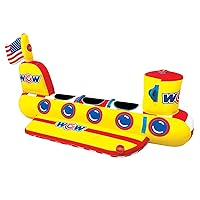 WOW Sports - Yellow Submarine Inflatable Towable Tube - 1-3 Rider - Perfect for Kids & Adults - Soft Top - Boating Accessory