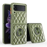 Luxury Magnetic Ring Holder Case for Samsung Galaxy Z Flip 3 4 5G Fundas PU Leather Soft Back Cover for Samsung Fold 3 4 Z Flip3,Army Green,for Samsung Fold 3