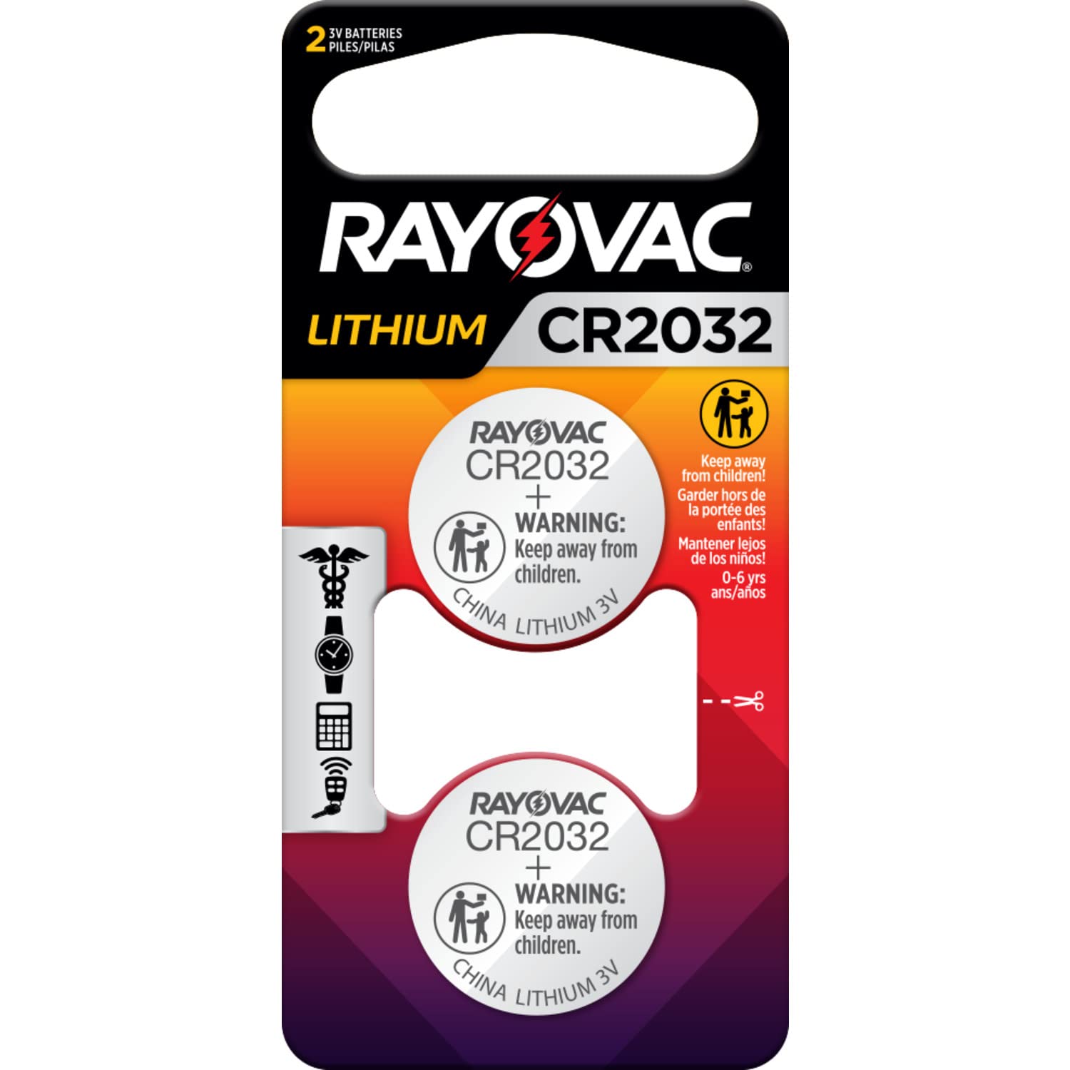 Rayovac CR2032 3V Batteries, 3 Volt Battery Lithium Coin, 2 Count