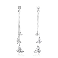 KRUCKEL Sterling Silver Butterfly Earrings | Hypoallergenic Crystal Stud Dangle for Women | White Gold Plated Jewelry | Wedding, Birthday